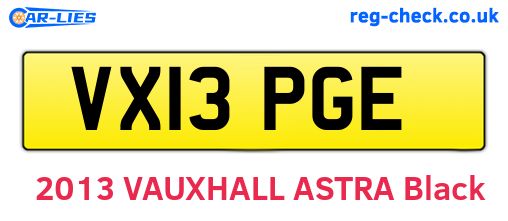 VX13PGE are the vehicle registration plates.
