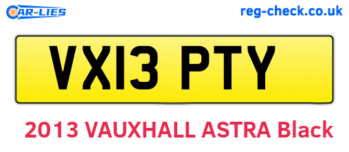 VX13PTY are the vehicle registration plates.