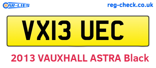 VX13UEC are the vehicle registration plates.