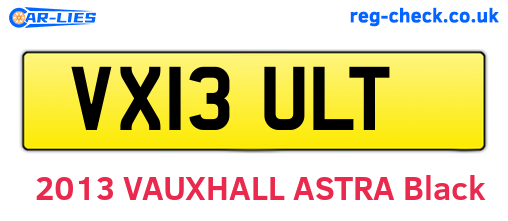 VX13ULT are the vehicle registration plates.