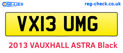 VX13UMG are the vehicle registration plates.