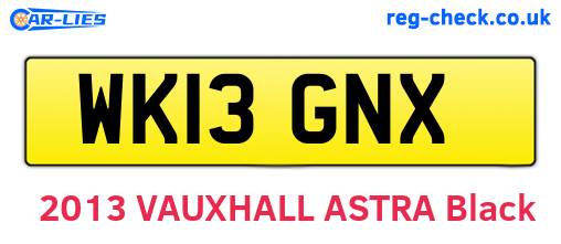WK13GNX are the vehicle registration plates.