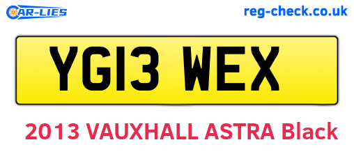 YG13WEX are the vehicle registration plates.