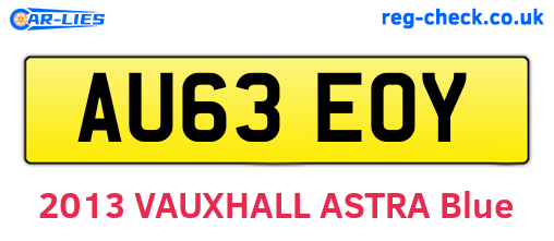 AU63EOY are the vehicle registration plates.