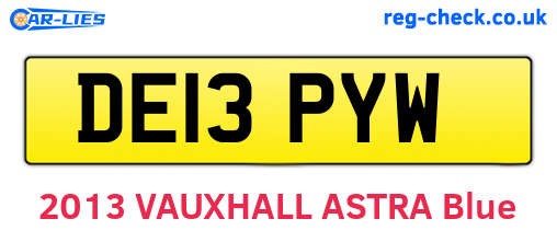 DE13PYW are the vehicle registration plates.