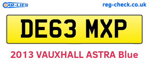 DE63MXP are the vehicle registration plates.