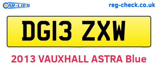 DG13ZXW are the vehicle registration plates.