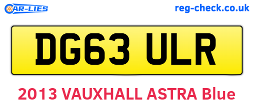 DG63ULR are the vehicle registration plates.
