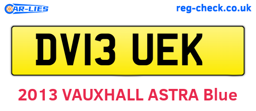 DV13UEK are the vehicle registration plates.