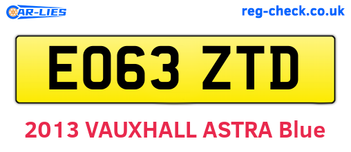 EO63ZTD are the vehicle registration plates.