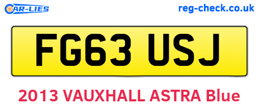 FG63USJ are the vehicle registration plates.