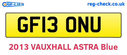 GF13ONU are the vehicle registration plates.
