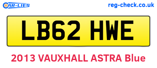 LB62HWE are the vehicle registration plates.