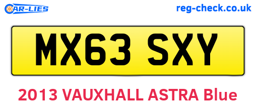 MX63SXY are the vehicle registration plates.