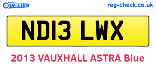 ND13LWX are the vehicle registration plates.