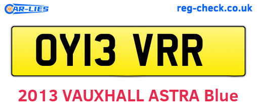 OY13VRR are the vehicle registration plates.