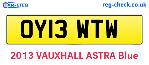 OY13WTW are the vehicle registration plates.