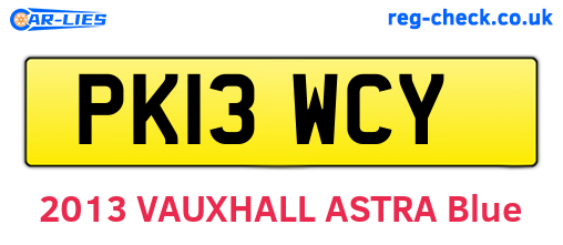PK13WCY are the vehicle registration plates.