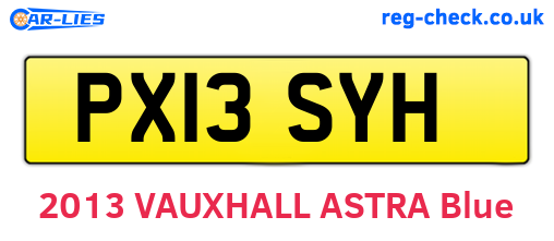 PX13SYH are the vehicle registration plates.
