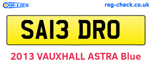 SA13DRO are the vehicle registration plates.