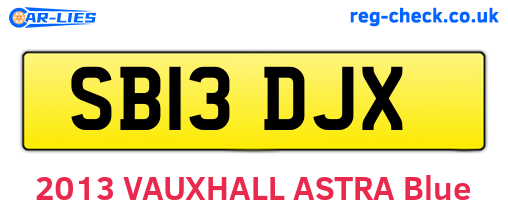 SB13DJX are the vehicle registration plates.