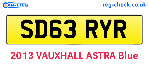 SD63RYR are the vehicle registration plates.
