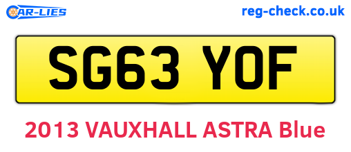 SG63YOF are the vehicle registration plates.