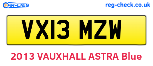 VX13MZW are the vehicle registration plates.