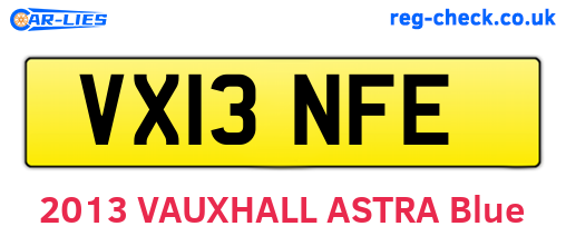 VX13NFE are the vehicle registration plates.