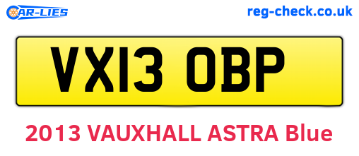 VX13OBP are the vehicle registration plates.