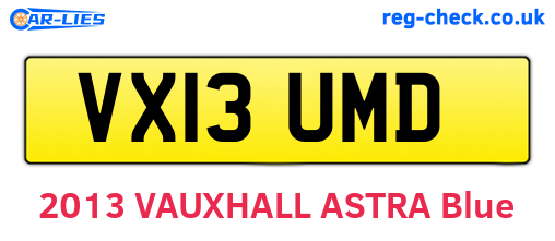 VX13UMD are the vehicle registration plates.