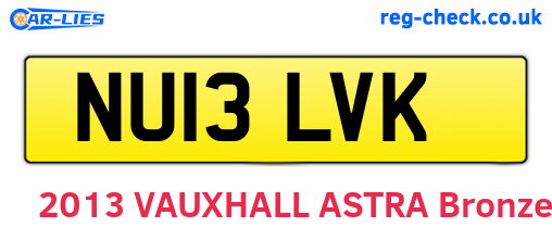 NU13LVK are the vehicle registration plates.