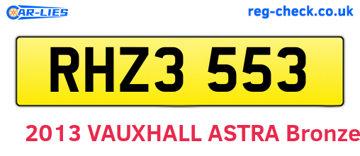RHZ3553 are the vehicle registration plates.