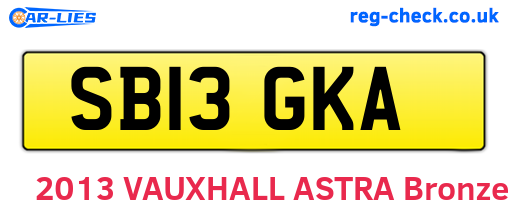 SB13GKA are the vehicle registration plates.