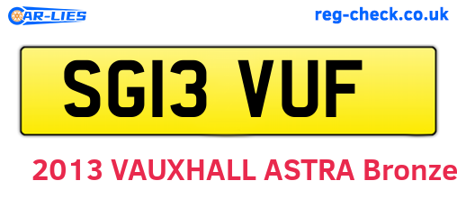 SG13VUF are the vehicle registration plates.