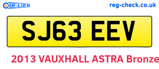 SJ63EEV are the vehicle registration plates.