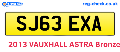SJ63EXA are the vehicle registration plates.