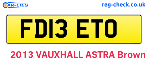 FD13ETO are the vehicle registration plates.