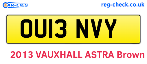 OU13NVY are the vehicle registration plates.
