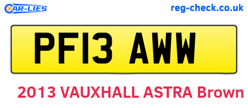 PF13AWW are the vehicle registration plates.