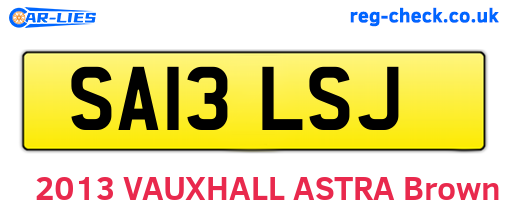 SA13LSJ are the vehicle registration plates.