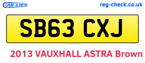 SB63CXJ are the vehicle registration plates.