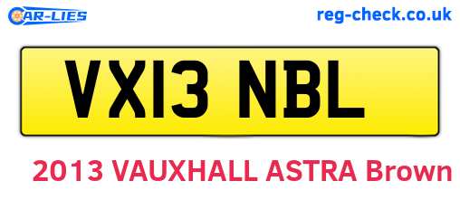VX13NBL are the vehicle registration plates.