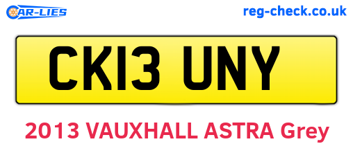 CK13UNY are the vehicle registration plates.