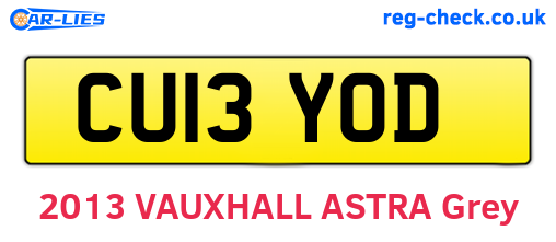 CU13YOD are the vehicle registration plates.