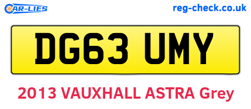 DG63UMY are the vehicle registration plates.