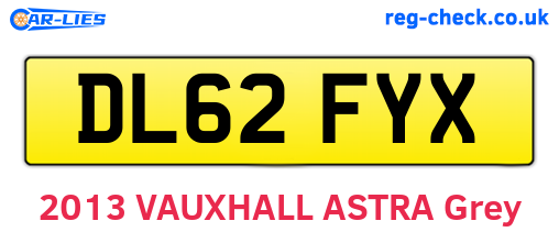 DL62FYX are the vehicle registration plates.
