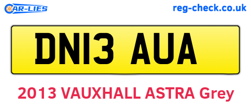 DN13AUA are the vehicle registration plates.