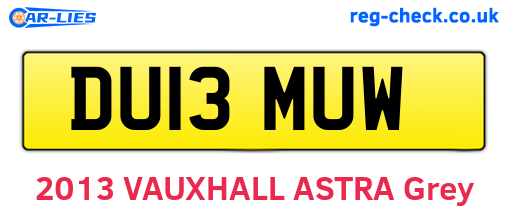 DU13MUW are the vehicle registration plates.