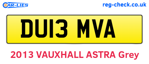 DU13MVA are the vehicle registration plates.